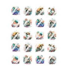 Colorful Sea Turtles Beach Nail Art Decals - Waterslide Decals - Design #ST107