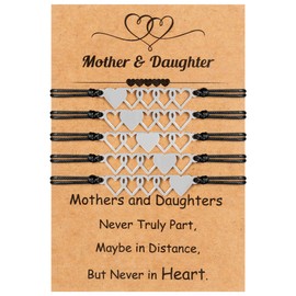 EOBOH Mothers Day Bracelet Gifts, Adjustable Hearts Mother Daughter Bracelets with Card, Celebrate Love Mothers Day Gifts for Grandma Daughter Accessories