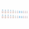 MERVF Press on Nails Almond Medium Blue Ombre French Tip