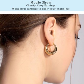 Earrings Silver / Gold Hoop Earrings 925 Silver Small Chunky for Women Girls Diameter: 18 mm, 20 mm, Yellow Gold