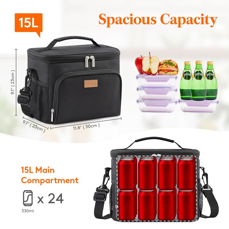 Lifewit Insulated Cooler Bag, Reusable Lunch Bag, Portable Cool Box,
