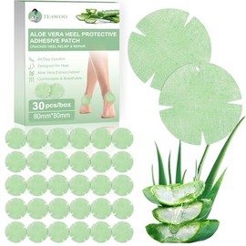 TEAWOO 30 piezas de parches patentados de aloe vera para el tratamiento de talones agrietados, nuevo vendaje mejorado para la reparación de talones ag
