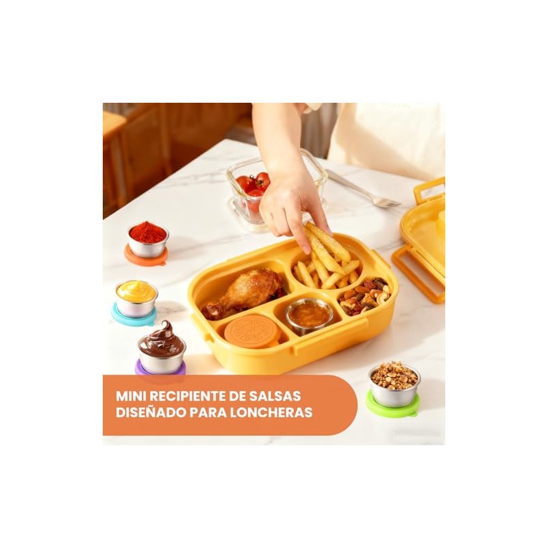 6 Recipientes Pequeños de Acero Inoxidable con Tapa Hermética de