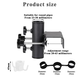 Anyingkai Parasol Holder Balcony Square, Parasol Holder Balcony Railing, Umbrella Holder Balcony Railing, Black Umbrella Holder, Balcony Bracket Adjustable, for Parasols Balcony Patio