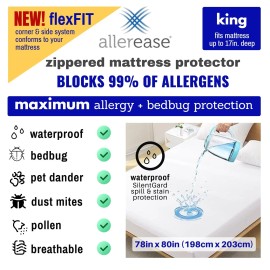 Aller-Ease AllerEase Mattress Protector | Bedbug Waterproof Topper | King Size, 78in x 80in