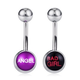 COTTVOTT Belly Button Rings with Cute and Sexy Letters Navel Piercings Body Jewelry (2pcs C)