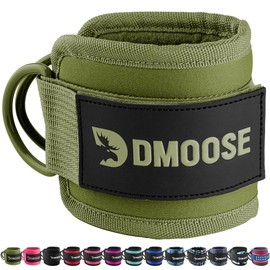 DMoose Fitness Ankle Straps for Cable Machines - One Size Fit with Premium Padding, Glute Kickback Ankle Strap for Women & Men, Cable Attachments for Gym & Booty Workouts (Olive Green - Single)