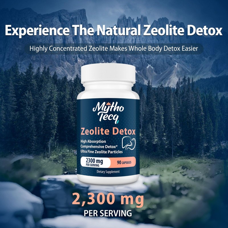 2300 MG Zeolite Detox Capsules - Activated Charcoal & Bentonite