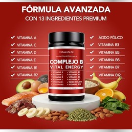 Complejo B Completo - Suplemento Potenciado - Incluye Vitaminas (B1, B2, B3, B5, B6, B7, B9 y Vitamina B12) | Vitamina B Complex para Hombre y Mujer -