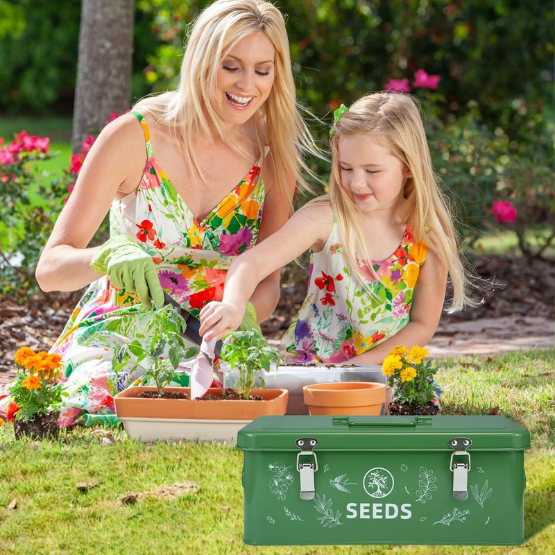 Kjyunk Seed Storage Box, Seed Storage Organizer with Garden String,