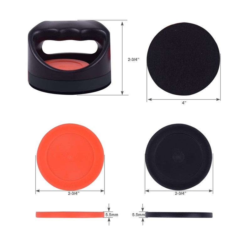 Air Hockey Pushers and Air Hockey Pucks, 2 PCS Black