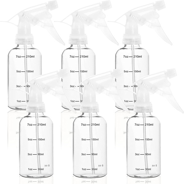 Youngever 6 Pack Empty Plastic Spray Bottles with Measurement, Spray Bottles for Hair and Cleaning Solutions (8 Ounce)