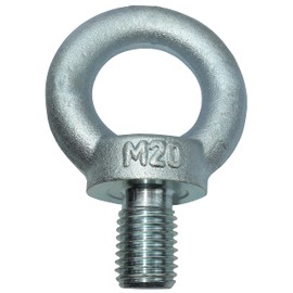 AERZETIX - C49760 - Eye Bolts - M20 - Ring Crane Eyelets - Galvanised Steel - Metric Thread - DIN 580-1200 kg - Colour Silver