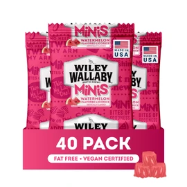 Wiley Wallaby Mini Licorice Bites 0.5 Ounce Classic Gourmet Soft & Chewy Australian Watermelon Licorice Candy Bags, 40 Pack