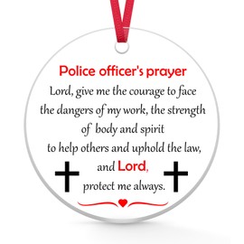 Police Officer Christmas Ornaments Police Officer Gifts for Men Women Police Officer Appreciation Gifts Prayer Gift for Police Officer Acrylic Hanging Ornament Prayer Military Gift Policeman Gift