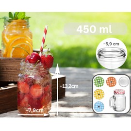 gouveo Set of Empty Tankards, 450 ml, Incl. Screw Cap and Straw, Tankards Incl. Recipe Booklet (English language not guaranteed)