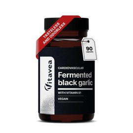 Black Garlic Capsules - 9000mg (30:1 Extract) with Vitamin B1 – Heart & Cardiovascular Support – High Strength Antioxidant – Odourless – 90 Vegan Capsules – 3 Month Supply