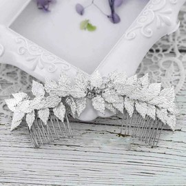 Yean Leaf Bride Wedding Hair Comb Silver Headpiece Bridal Hair Accessories for Women and Girls (Silver)