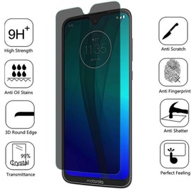 [BISEN] Fit for Motorola Moto G7 Plus Privacy Screen Protector Tempered Glass, Anti-Spy Screen, Anti-Scratch, Anti-Shock, Bubble Free, Lifetime Protection & Replacement