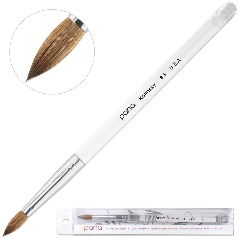 Pana Finest 100% Pure Kolinsky Acrylic Nail Brush with Clear