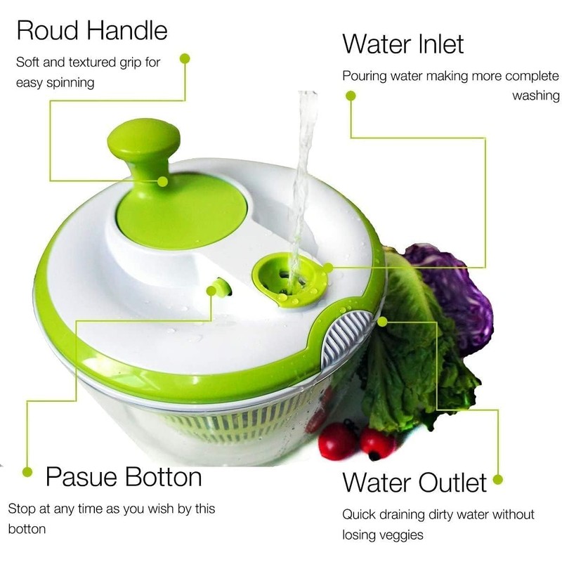 JINYUDOME Salad Dehydrator,Rotary Vegetable Washing Machine,Large Capacity,Easy to Use.