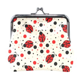 Vikko Stylish Red Ladybugs Dots Polka Coin Purse Retro Money Pouch with Kiss-lock Buckle Wallet Bag Card Holder for Women and Girls