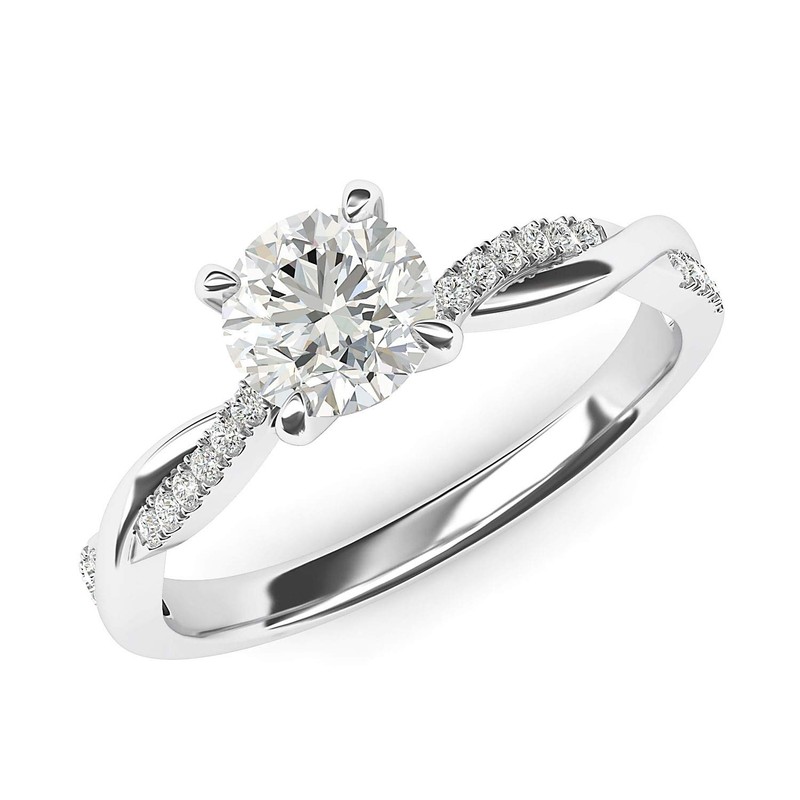 Sterling Silver 4-Prong Petite Twisted Vine Simulated 1.0 CT Diamond