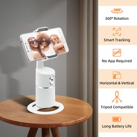 Mcbazel Auto Face Tracking Tripod, 360° Rotating Stand Phone Holder Camera Mount, Follows Your Movement, Perfect for TikTok Filming, Video Recording, White