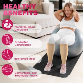 OUIVIAL 3 Pairs Wide Calf Compression Socks for Women Men Extra Plus Size Knee High Support 20-30