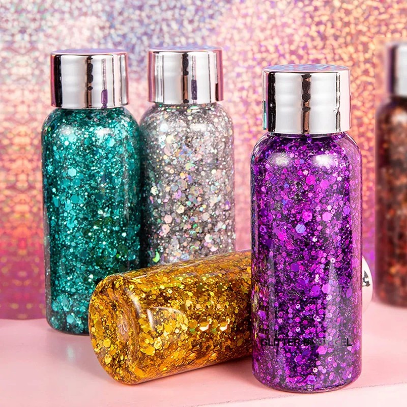Bysiter Gel Holográfico Con Purpurina Para El Cuerpo, Juego De