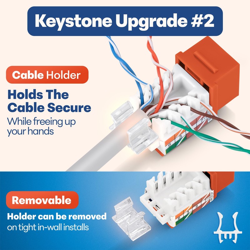 Everest Media Solutions 45° Angled CAT6 Keystone Jack in Orange