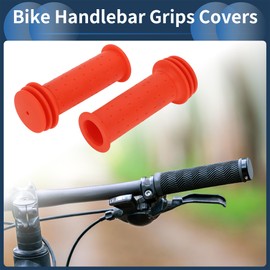INFINAUTO Bike Handlebar Grips Covers, 100mm Bicycle End Grips Protector Rubber Red, Non-Slip 1 Pair