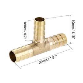 uxcell Reducing Barb Hose Fitting Tee T Shape Pipe Connector Brass 3/8" x 3/8" x 5/16"