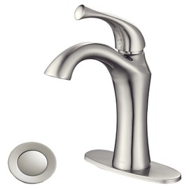 RODDEX Single Handle Bathroom Sink Faucet, 1 or 3 Hole Vanity Faucets with Pop-up Drain and Deck Plate, Modern Design Basin/Vanity Faucet for Easy Installation, Brushed Nickel