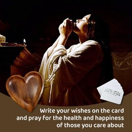 TPSEWXL Christian Gifts for Women - Wooden Heart Prayer Bowls Dough Bowl Plates Decor for Table Centerpieces Home Party Wedding Décor with 24 Cards, Canvas Bag, Cross Necklace Mothers Day Gifts