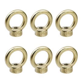 Antrader M6 Metric Ring Shape Lifting Eye Nut,6Pcs 304 Stainless Steel M6 Ring Eye Bolts Threaded Nuts (Gold)