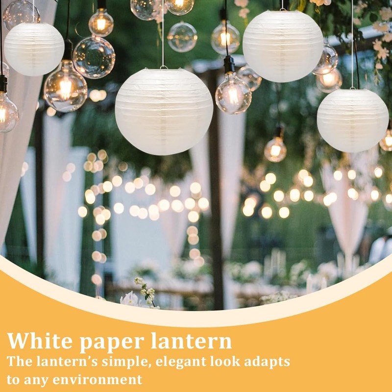 FIMWOLZ 3 Pcs White Round Lantern Lampshade Hanging Lamp Paper