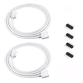 LED Light Connectors, Nelyeqwo LED Strip Lights Extension Cable 3.3ft 4 Pin Connector Solderless RGB LED Light Adapter with 4 Male Connector for SMD 5050 3528 Multicolor LED Strip 2 Pack