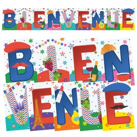 Quarterhouse Bienvenue Welcome Poster Set, French - ESL Classroom Learning Materials for K-12 Students and Teachers, Set of 9, 12 x 18 Inches, Extra Durable
