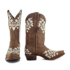Soto Boots Womens Floral Embroidery Cowgirl Boots M50059 (Brown,9)