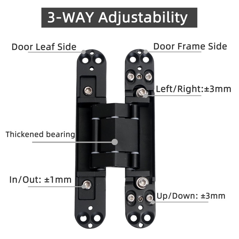 AnvFlik 4-Pack 6 inch Hidden Door Hinges Heavy Duty Black,