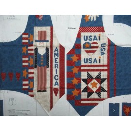 Dreamspinners Vintage Cut & Sew Patriotic Americana USA Vest Dream Spinners DIY Panel XS S M L