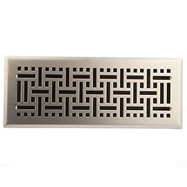 Hartford Ventilation Floor Register 4” x 12” - Decor Vent Cover for Home - Heavy Duty Metal Design with Scratch Resistant Finish - Smooth Glide Damper (1, Brushed Nickel)