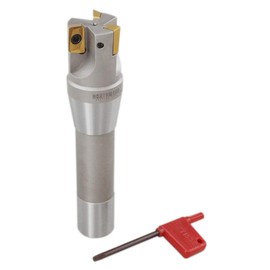 Accusize Industrial Tools 1-1/4'' by 5-27/32'' 90 Degree R8 Shank Indexable End Mills with 3 Apkt1604 Carbide Inserts Installed, 0028-6904
