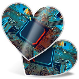 2 x Heart Stickers 7.5 cm - Electronic Circuit Board Gaming Laptop Tablet Luggage Scrapbook #21492
