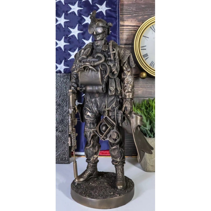 Large Military Navy Seal Statue 12.75"Tall Special Task Force Unit