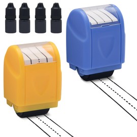 COITEK 2Pack Roller Stamp Dashed Handwriting Lines Practice Rolling Stamps Self Inking, Parents and Teachers Sentence Strips Handwriting Practice(Blue and Yellow)
