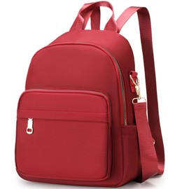 Veyarien Mini Backpack Rucksack for Women, Lightweight Small Backpacks Waterproof Little Casual Travel Daily Daypack for Girls Womens (Red)