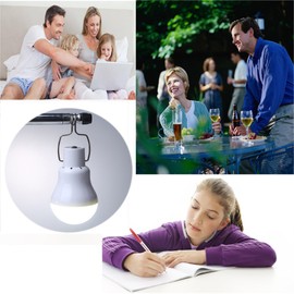 Solar Powered Lamp Portable Led Bulb Lights Solar Energy Panel Led Lighting for Camp Tent Night Fishing Emergency Lights Flash 350LM(Pack of 1)