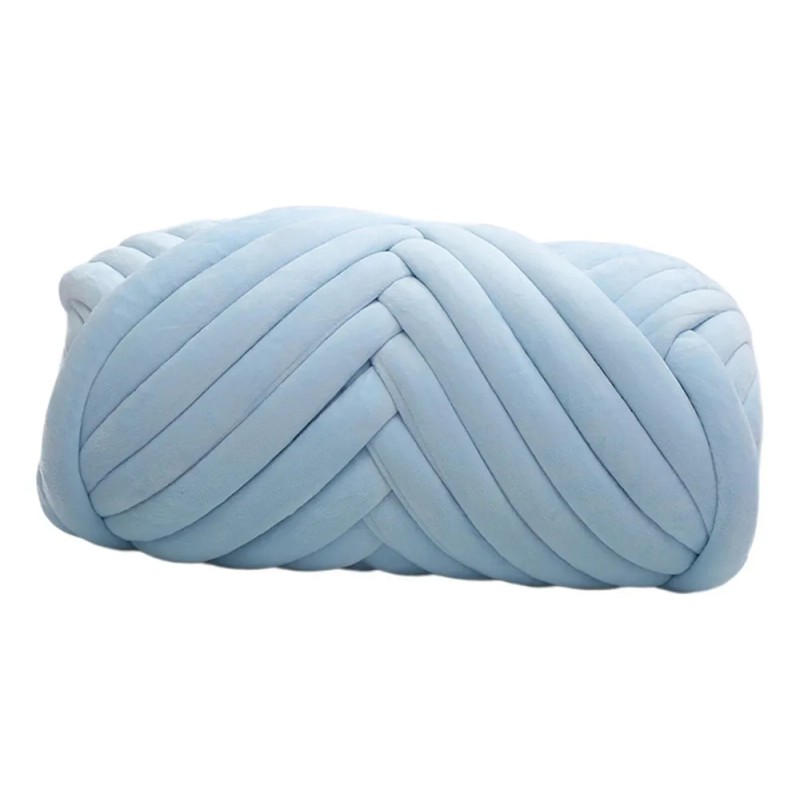 Terciopelo Chunky Yarn Arm Knitting Pet Bed Azul Claro